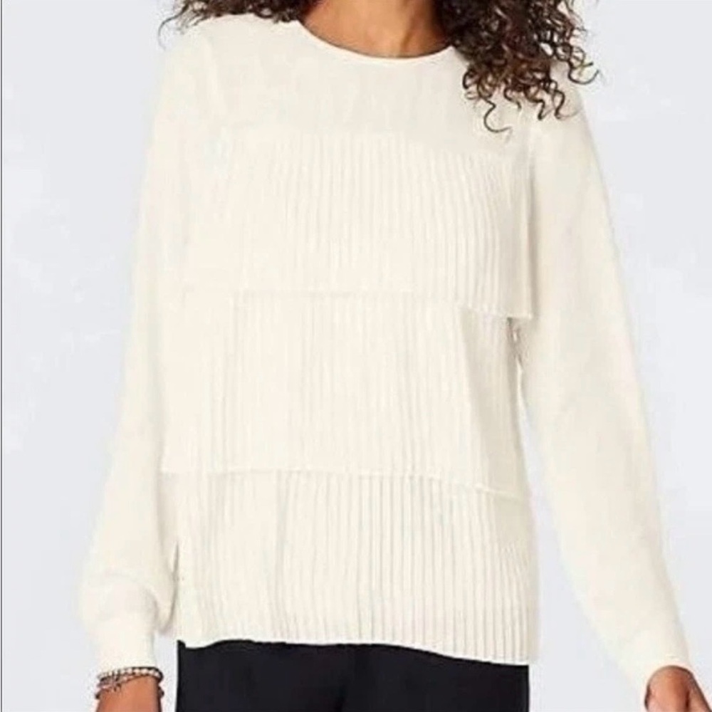NWT J.Jill Ivory Tiered Pleated Ruffle Blouse size small